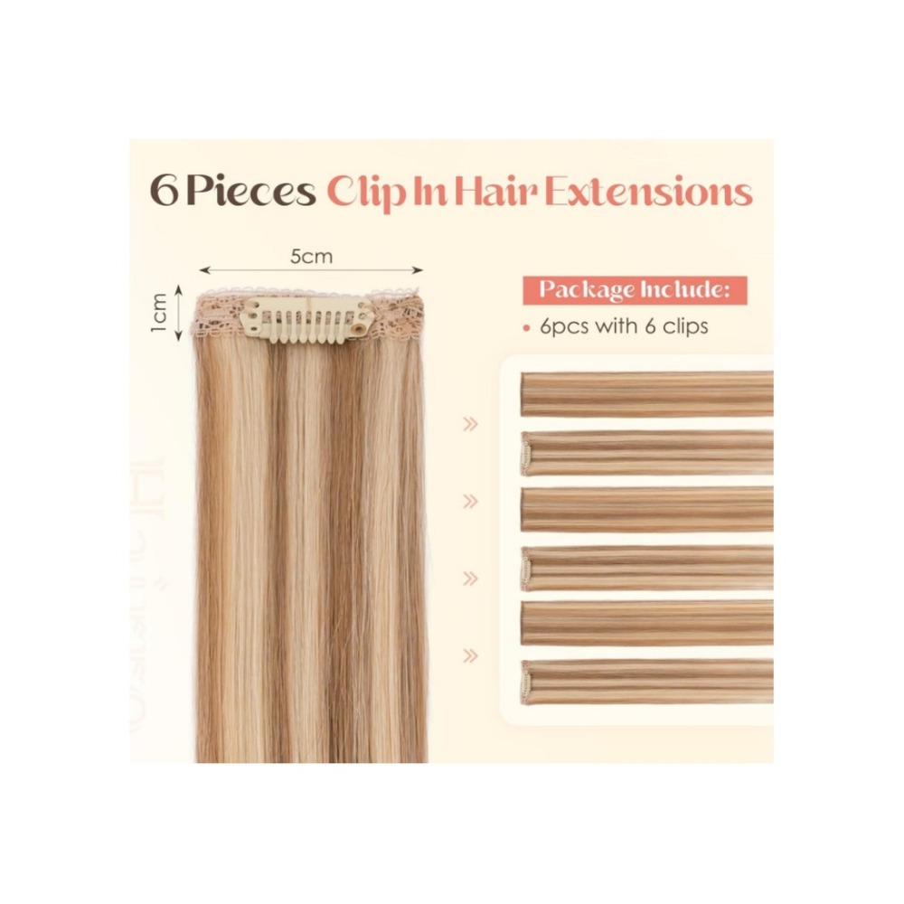 Hairro 6PC 14" Human Hair Clip In Extensions Blonde #12P613 36g Short Hairpieces - Picture 4 of 7